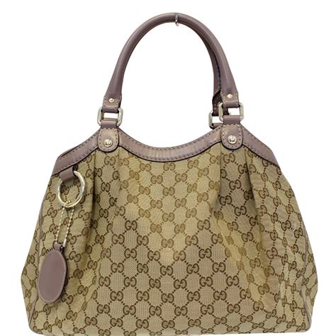 gucci medium canvas satchel - beige